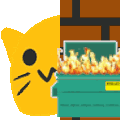 meow dumpster fire Slack emoji