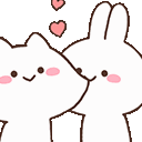 cute cat bunny kiss Slack emoji