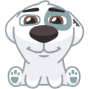 white dog sitting smile Slack emoji