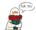 duck hug roses for you Slack emoji