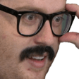 man adjusting glasses surprised Slack emoji